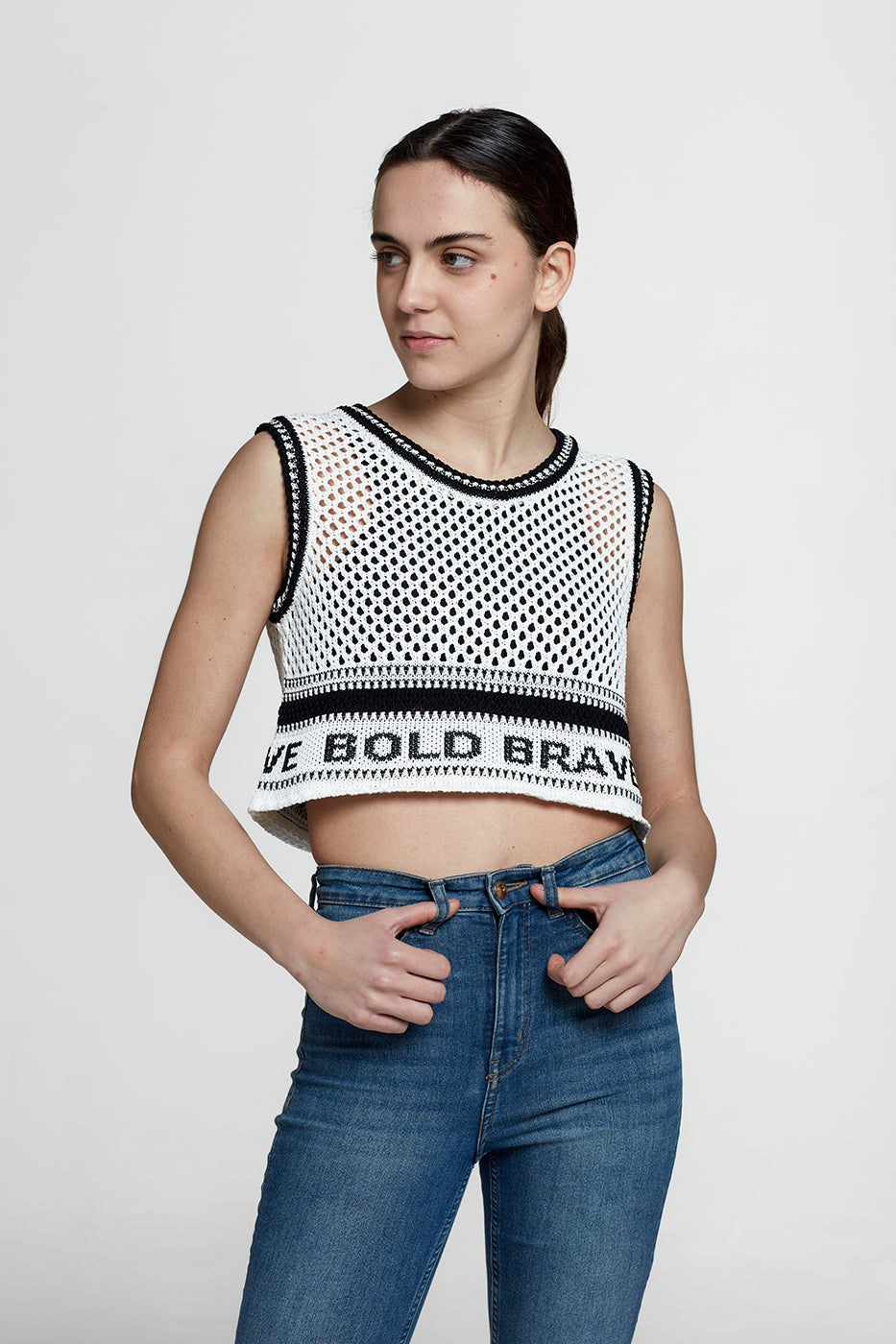 Top smanicato a rete BOLD&BRAVE