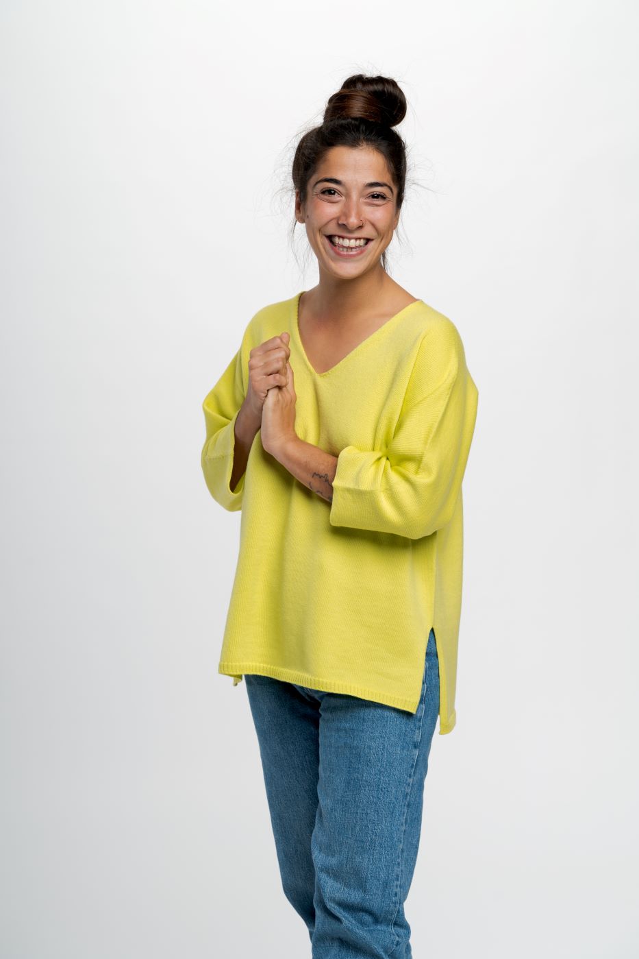 MAGLIA KIMONO LIME BEHIND EVERY GREAT WOMAN