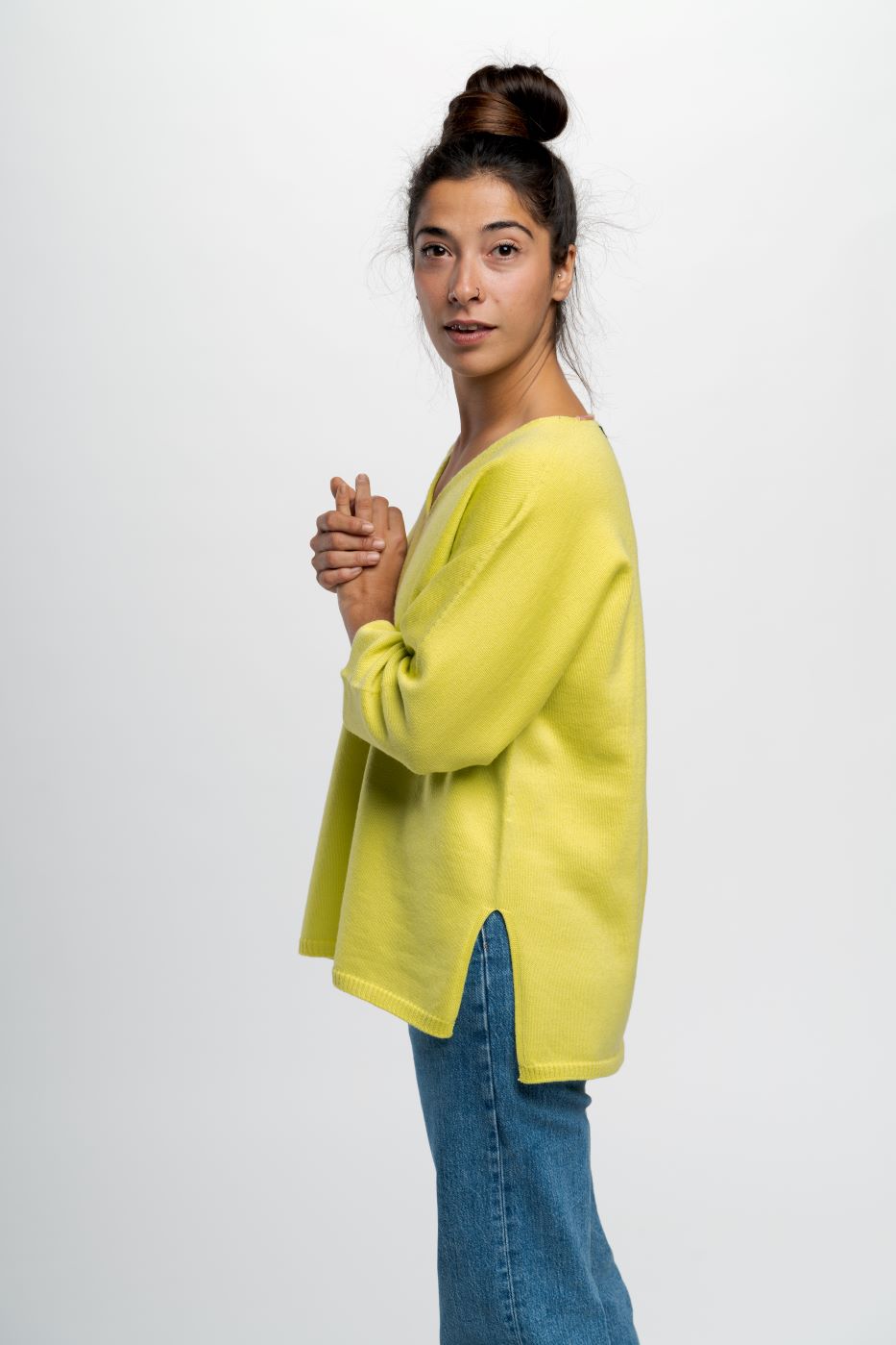 MAGLIA KIMONO LIME BEHIND EVERY GREAT WOMAN