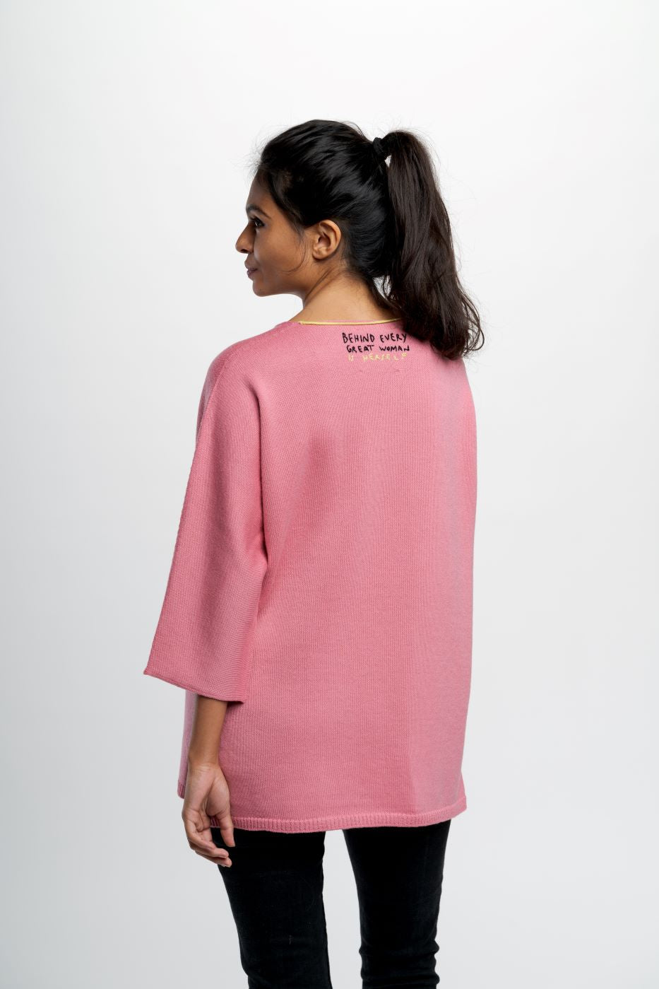 MAGLIA KIMONO HOT PINK BEHIND EVERY GREAT WOMAN