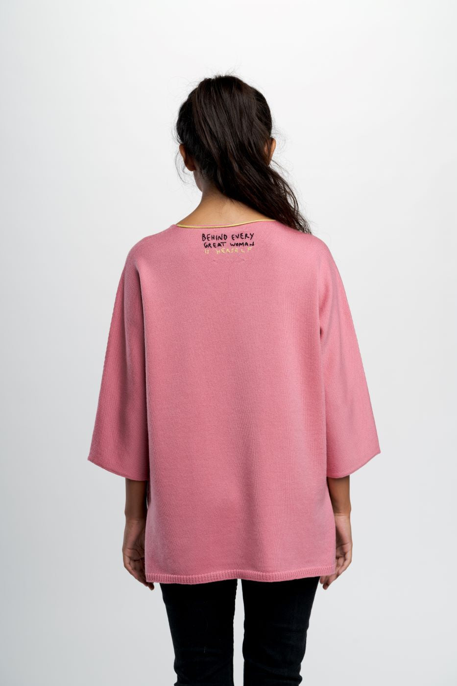 MAGLIA KIMONO HOT PINK BEHIND EVERY GREAT WOMAN