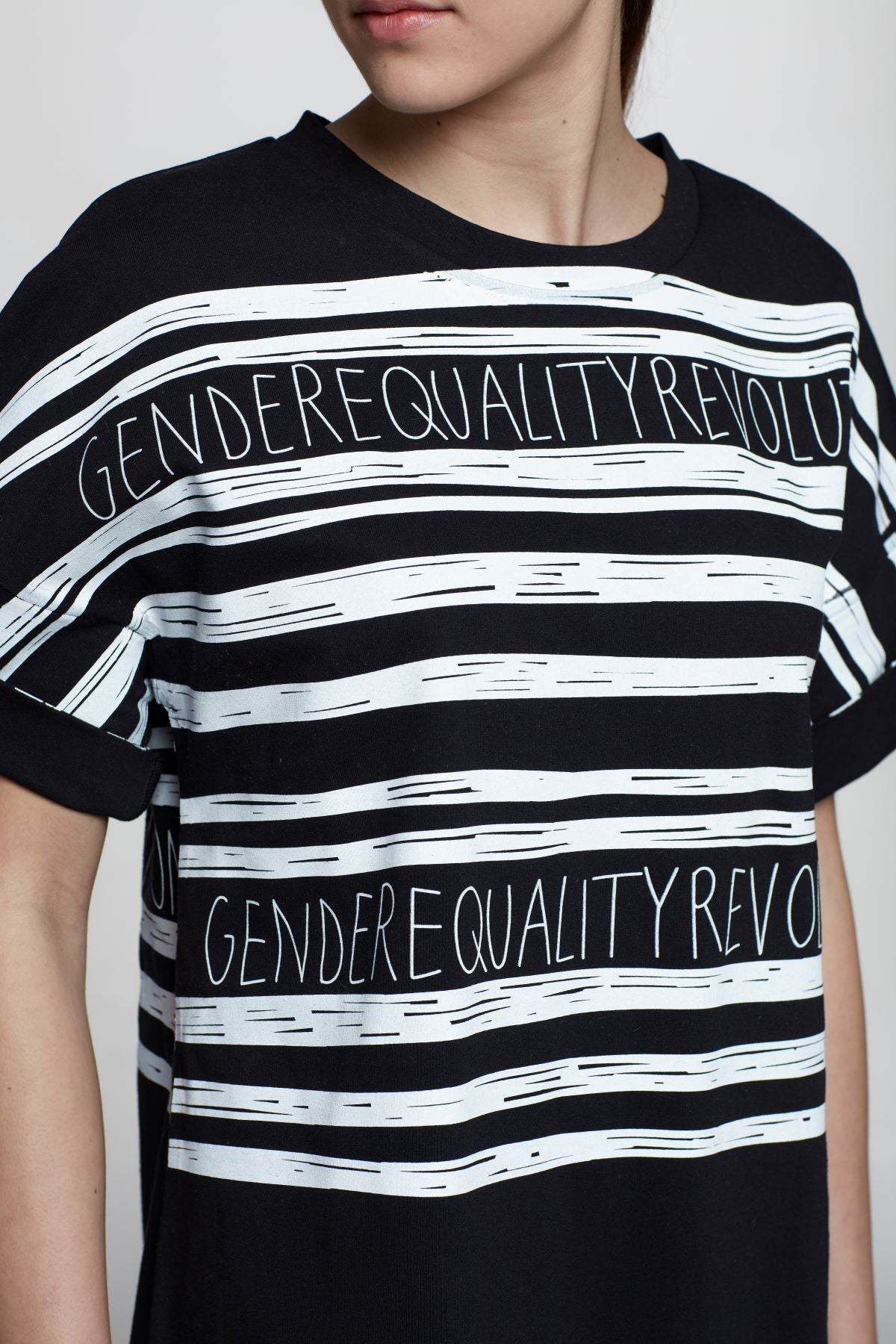 Maxi maglia in jersey di puro cotone stampato GENDER EQUALITY