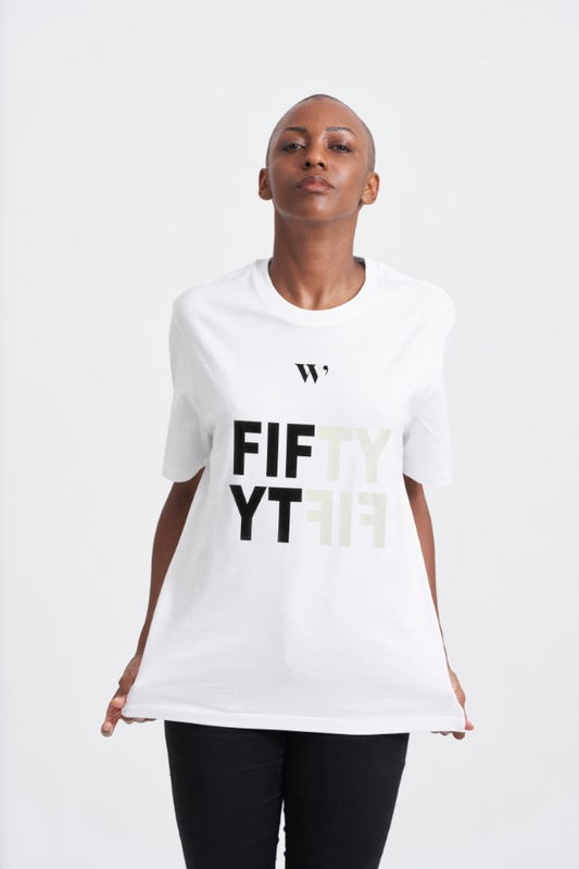 T-shirt in jersey di puro cotone stampato FIFTY FIFTY